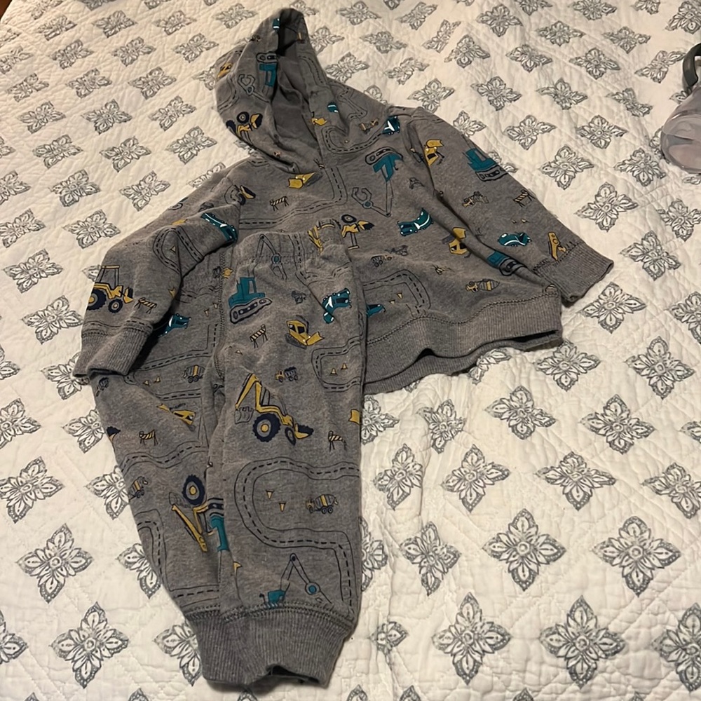 Carters construction sweat pants and hoodie